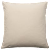 A square GURLI cushion cover in beige, made of recycled cotton. It has a plain design and a zipper closure.