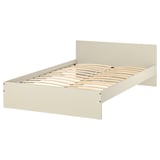 GURSKEN bed, light beige, simple design with wooden slats, rectangular shape, minimalist style.