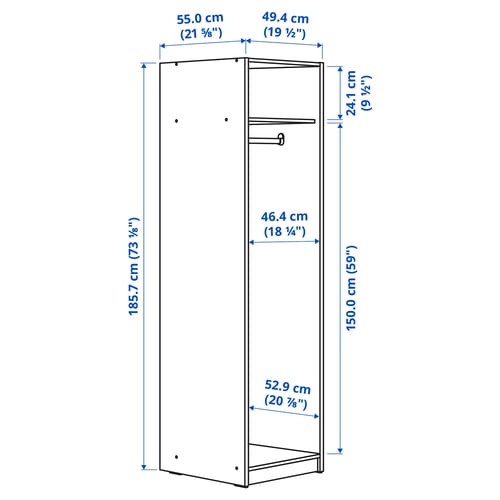 Illustration with measurements for the product: GURSKEN.