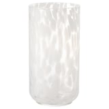 HÄCKOXEL clear glass vase, cylindrical shape, textured design, for home decor or flowers.