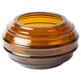 HÄNGBJÖRK brown tealight holder, recycled glass, rounded shape, bubbly texture.