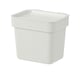 Option: White HÅLLBAR bin, square, made of 50% recycled plastic.