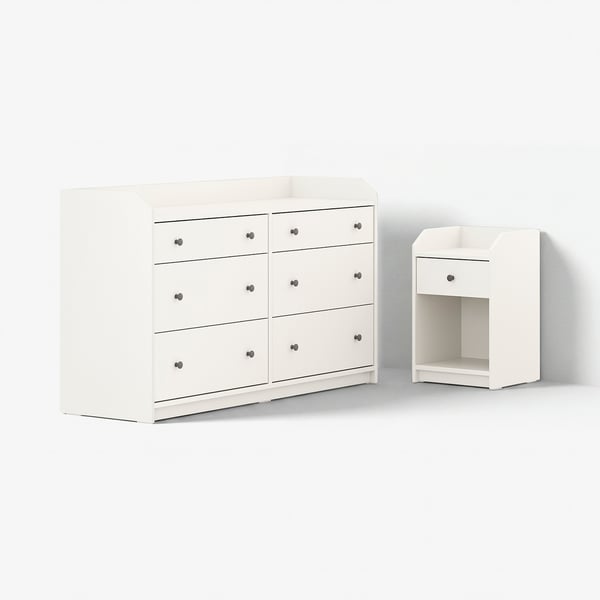 HAUGA Bedroom furniture, set of 2, white