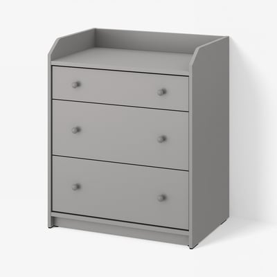 HAUGA Chest of 3 drawers, grey, 70x46x84 cm