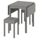 Ikea HAUGA gray drop-leaf table and stools set.