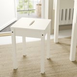White HAUGA drop-leaf table with clean lines, wooden legs, and simple design.
