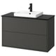 Option: Havbaeck bathroom unit: dark grey, wall-mounted, square sink, 10-year guarantee.