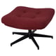 Red-brown fabric footstool with black star base, tufted design, ideal for seating or resting feet.