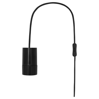 Black HAVSRIS pendant lamp cord set with switch, sleek and minimalist design.