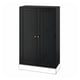 Option: Dark brown HAVSTA wooden cabinet, rectangular, with two doors and circular knobs.