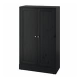 HAVSTA black wooden cabinet, rectangular, two doors, simple design.