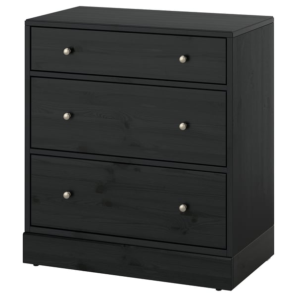 HAVSTA black wooden chest with 3 drawers.