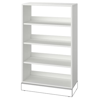White HAVSTA pine bookshelf, rectangular with four brushed pine shelves.