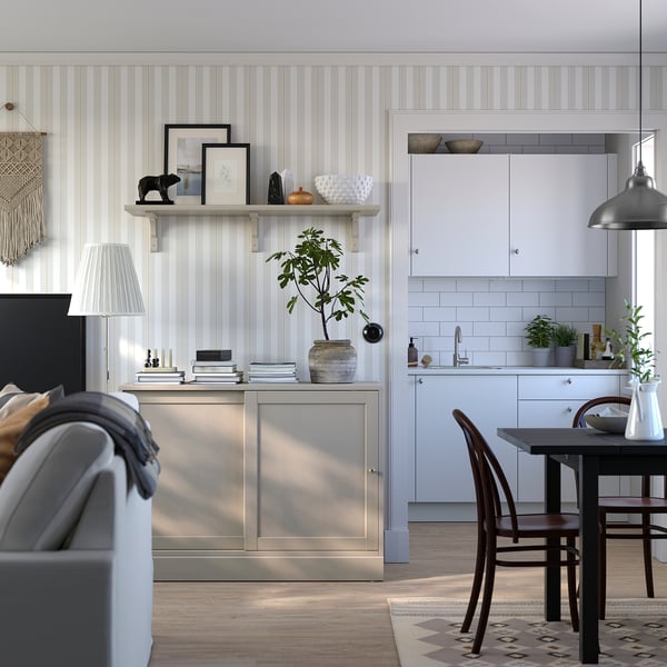 HAVSTA Sideboard basic unit, grey-beige, 121x47x89 cm