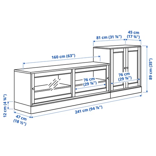 Illustration with measurements for the product: HAVSTA.