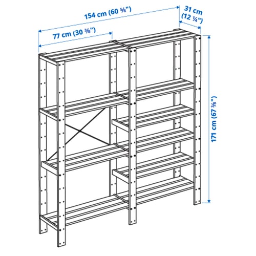 HEJNE 2 sections, softwood, 154x31x171 cm