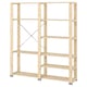 Option: HEJNE light wood storage unit. Square, modular design with multiple shelves.