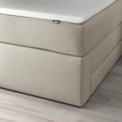 IKEA HEMFJÄLLET divan bed with drawers for storage, upholstered cover, and mattress.