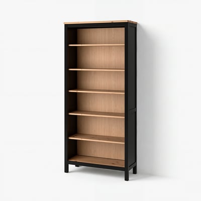 HEMNES Bookcase, black-brown/light brown, 90x197 cm