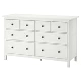 White wooden HEMNES dresser, 6 drawers, classic style.