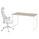 Ergonomic white gaming setup with desk and chair. Modern, adjustable design for comfort and efficiency.