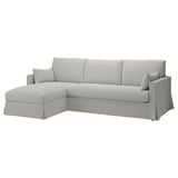 Light grey HYLTARP sectional sofa, modern design, clean lines, corner chaise, soft chenille fabric.