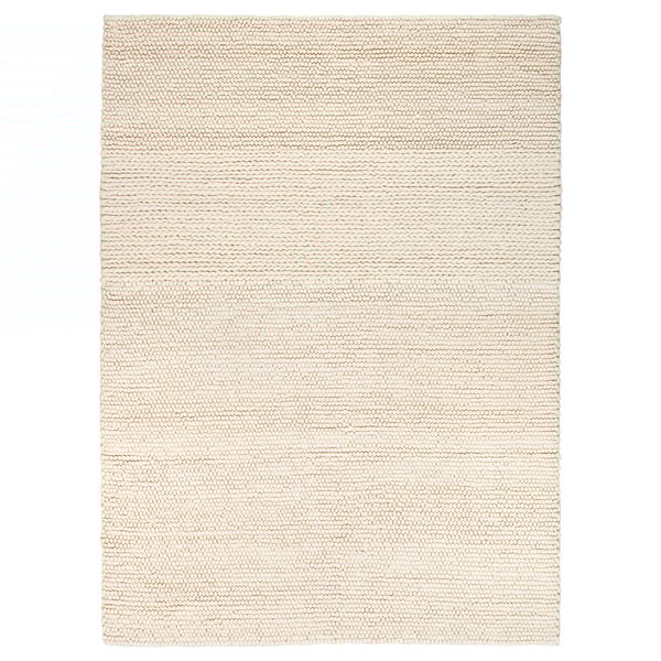 IBSKER rug, white, cotton & wool, rectangular, simple texture design.