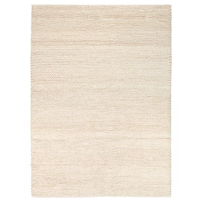 IBSKER rug, white, cotton & wool, rectangular, simple texture design.