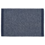 A rectangular blue IDROTTSPLATS door mat with white accents, featuring a textured cotton surface and a non-slip backing.