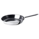 IKEA 365+ stainless steel pan. Round shape, long handle, mirror finish, durable design.