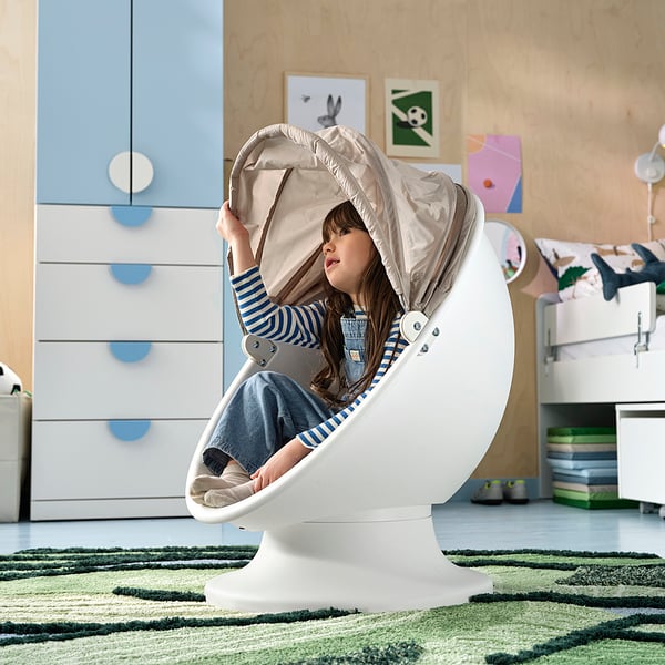 IKEA PS LÖMSK Children's swivel armchair, white beige/red