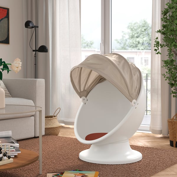 IKEA PS LÖMSK Children's swivel armchair, white beige/red