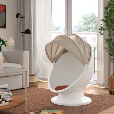 IKEA PS LÖMSK Children's swivel armchair, white beige/red