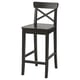Option: Black INGOLF barstool, solid pine, square seat, cross back design.