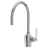 INSJÖN chrome kitchen faucet with side sensor, white handle, classic design.