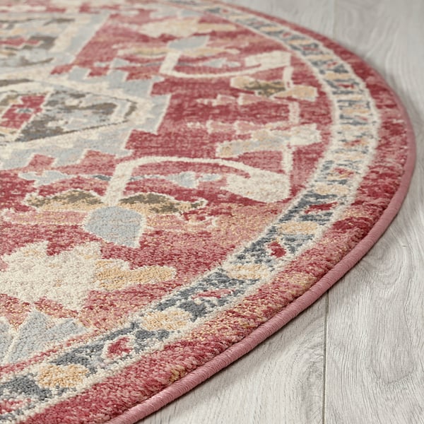 JÄRNVÄG Rug, low pile, ornament pattern pink/beige, 195 cm