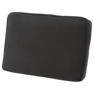 JÄRPÖN/DUVHOLMEN: black outdoor back cushion, rectangular, zippered cover, recycled polyester.