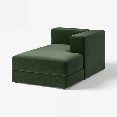 JÄTTEBO green modular sofa with chaise, modern design.