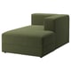 Olive-green sectional sofa with chaise, modern, comfortable textured fabric, storage.