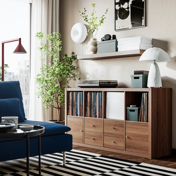 KALLAX Insert with 2 drawers, brown walnut effect, 33x33 cm