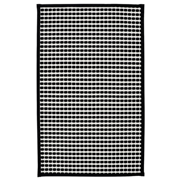 KALLGATE Bath mat, black/white, 50x80 cm