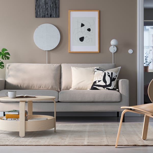 KANARIEPALM Rug, low pile, off-white, 200x300 cm