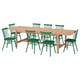 KARSKÄR / HÖGVED Table and 8 chairs, rubberwood/green, 240/300x100 cm