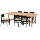 KARSKÄR / SKANSNÄS Table and 6 chairs, rubberwood/black beech, 240/300x100 cm