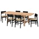 KARSKÄR / SKANSNÄS Table and 6 chairs, rubberwood/black beech, 160/220x90 cm