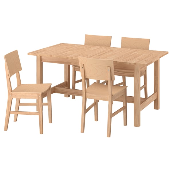 KARSKÄR Table and 4 chairs, rubberwood, 160/220x90 cm