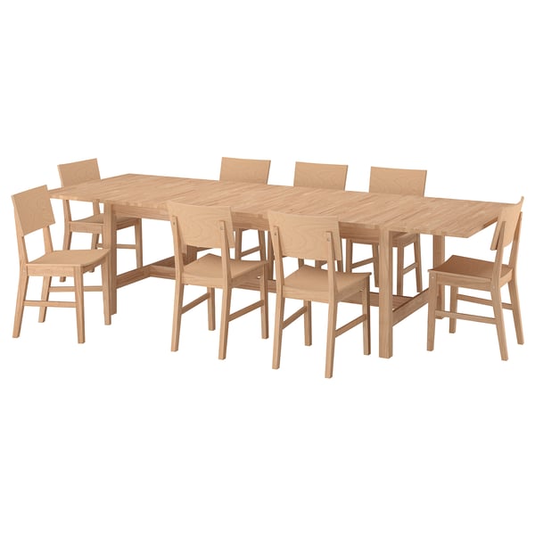KARSKÄR Table and 8 chairs, rubberwood, 240/300x100 cm