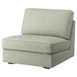 Light grey KIVIK sofa-bed, modern design, fabric-covered, square shape.