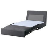 Grey KIVIK sofa-bed, compact and convertible, upholstered in textured fabric.