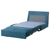 KIVIK teal sofa-bed, modern compact design, sleek fabric, adjustable.